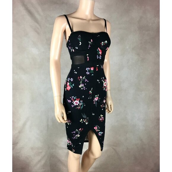 Material Girl Black Floral Bustier Bodycon Party Dress NWT SMALL - Picture 9 of 12